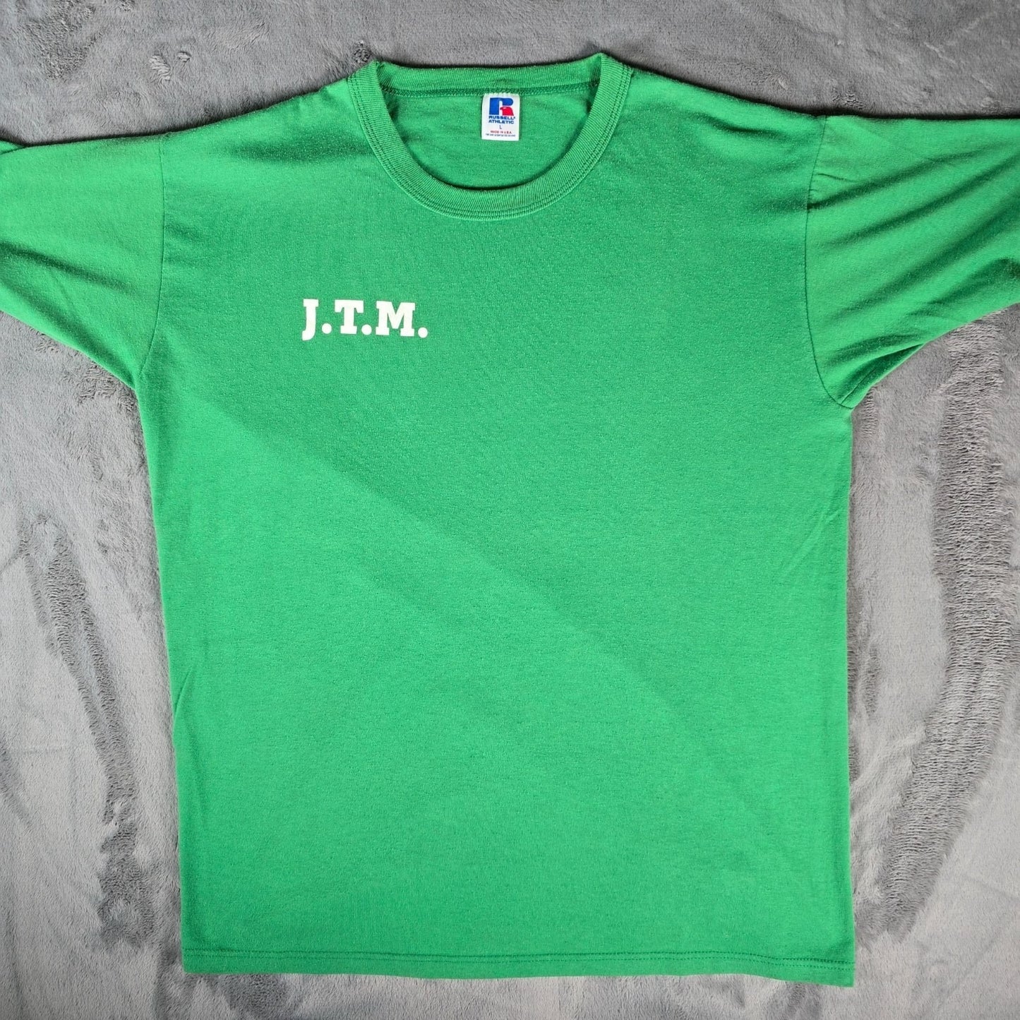Vintage Early 1990s Russell Athletic J.T.M. Food Group Ohio Green T-Shirt (L)