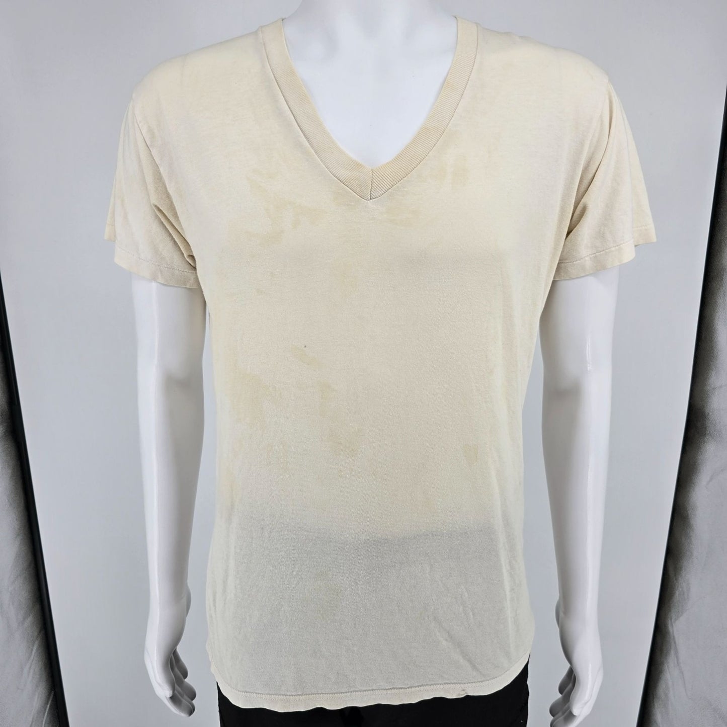 Distressed Vintage 1990s Newton Trading Co. Blank V-Neck Cotton T-Shirt (M)