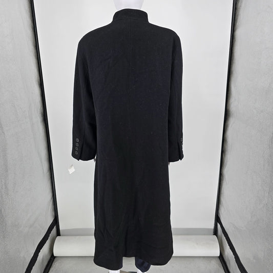 Vintage 1980s Bernard Holtzman Harve Bernard Women's Petite Black Long Coat (L)