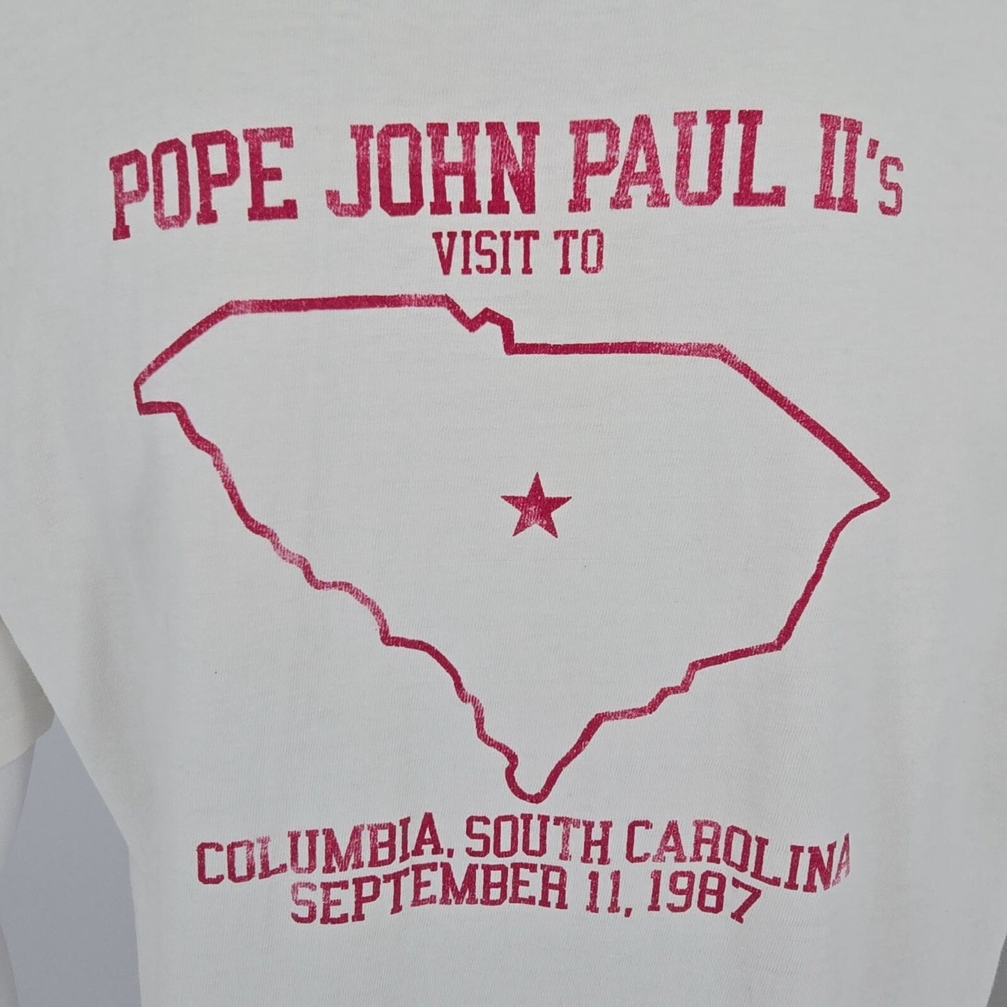 Vintage 1987 Pope John Paul II Visit To Columbia South Carolina T-Shirt (M/L)