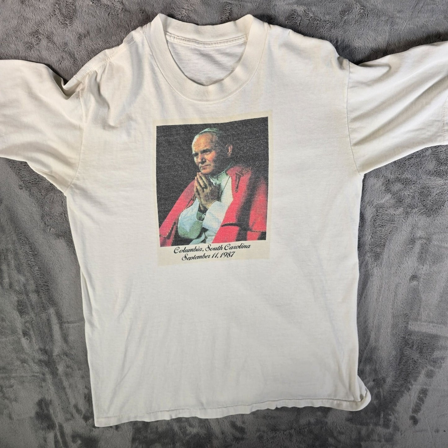 Vintage 1987 Pope John Paul II Visit To Columbia South Carolina T-Shirt (M/L)