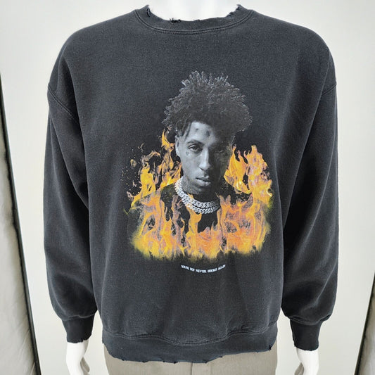 YoungBoy Never Broke Again (NBA YoungBoy) Distressed Black Sweatshirt (M/L)