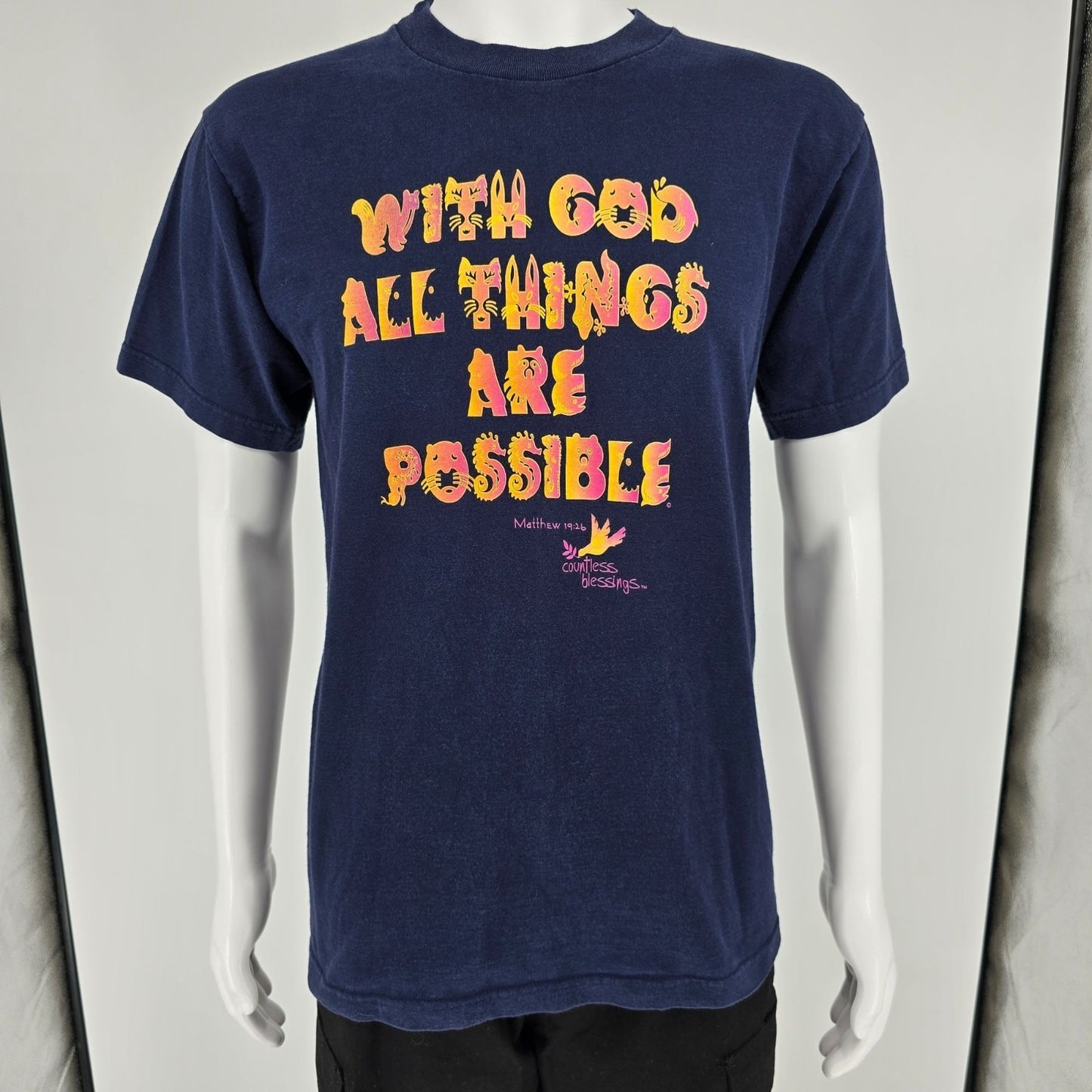 Vintage 1990s Countless Blessings "With God All Things Are Possible" T-Shirt (M)