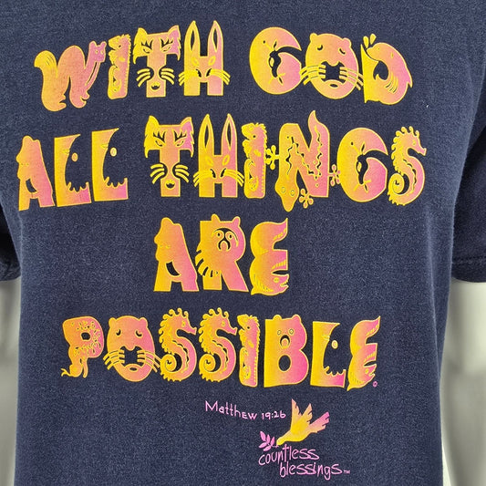 Vintage 1990s Countless Blessings "With God All Things Are Possible" T-Shirt (M)