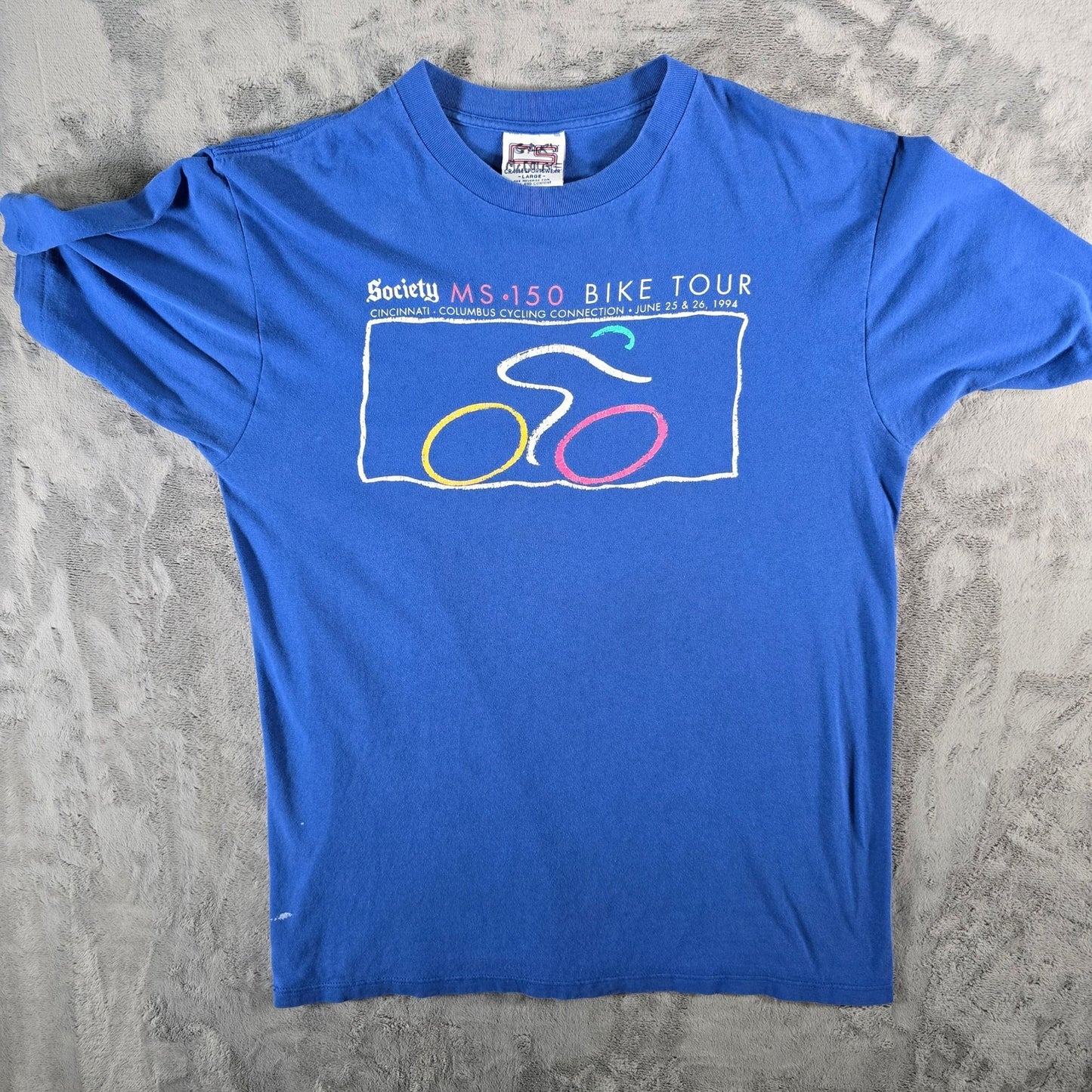 Vintage 1994 Society MS 150 Bike Tour Cincinnati Columbus Cycling T-Shirt (L)