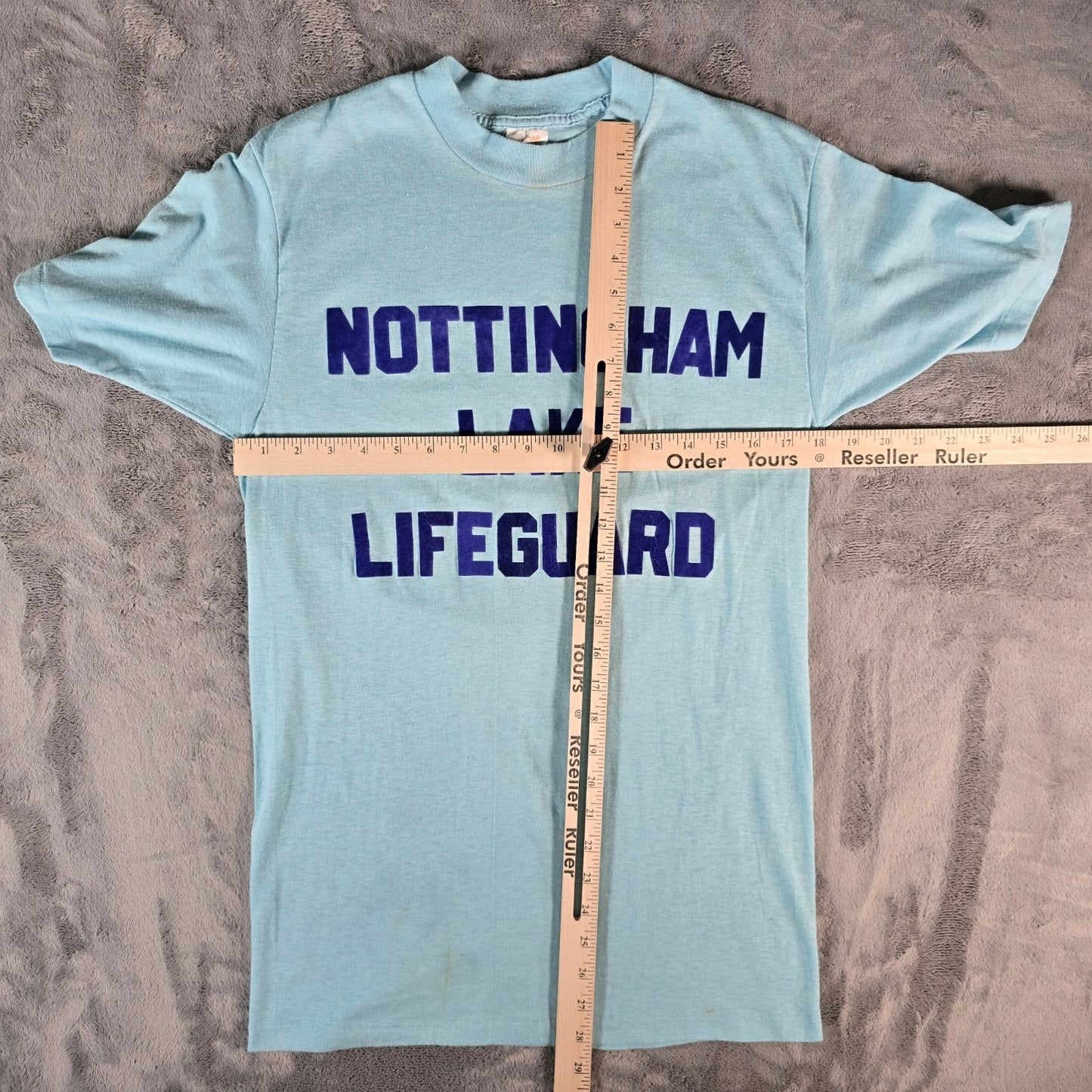 Vintage 1970s Bantams "Nottingham Lake Lifeguard" DIY Flocked Letter T-Shirt (S)