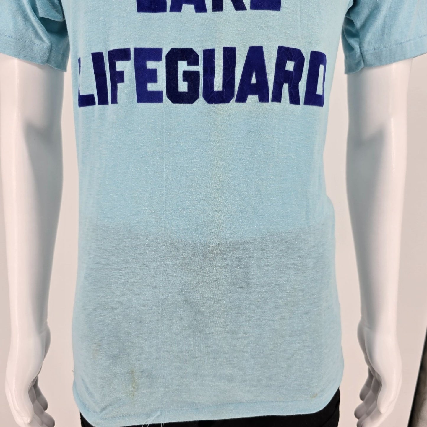 Vintage 1970s Bantams "Nottingham Lake Lifeguard" DIY Flocked Letter T-Shirt (S)
