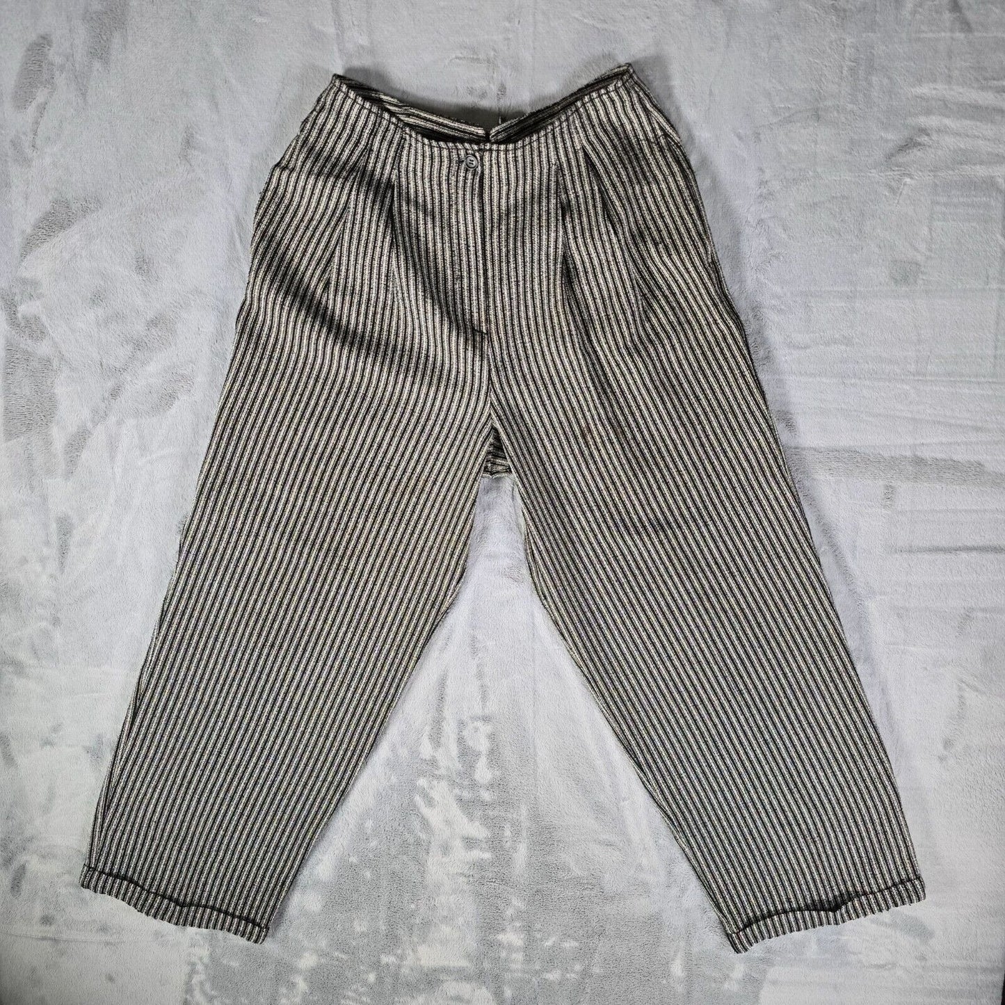 Vintage 1990s Max Studio Made in USA Textured Striped Trousers (Size 10) *Flawed