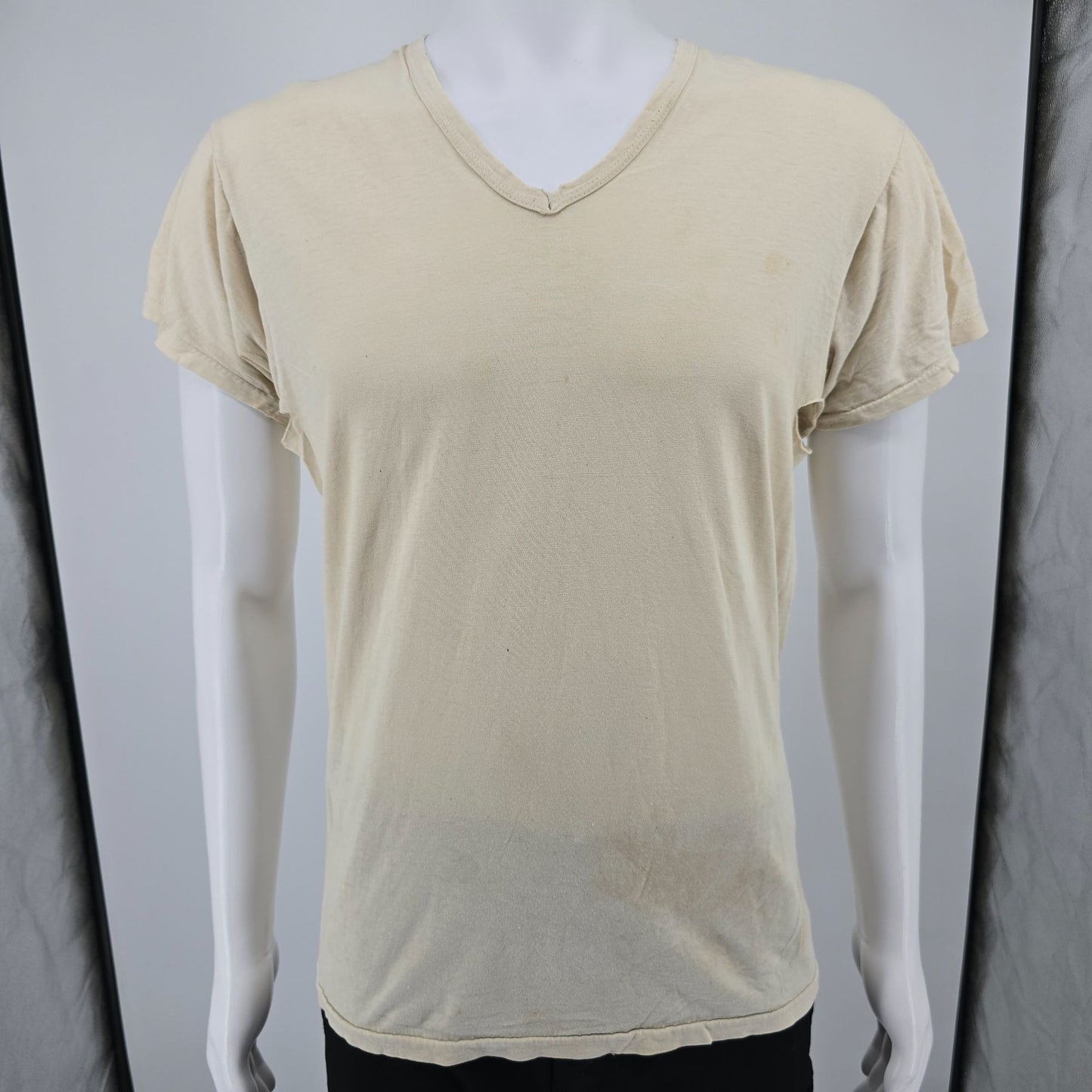 Distressed Vintage 1960s Fruit of the Loom Blank V-Neck Undershirt/T-Shirt (M/L)