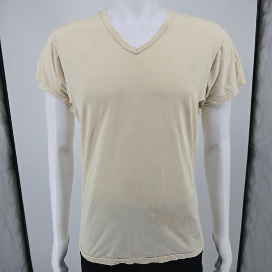 Distressed Vintage 1960s Fruit of the Loom Blank V-Neck Undershirt/T-Shirt (M/L)