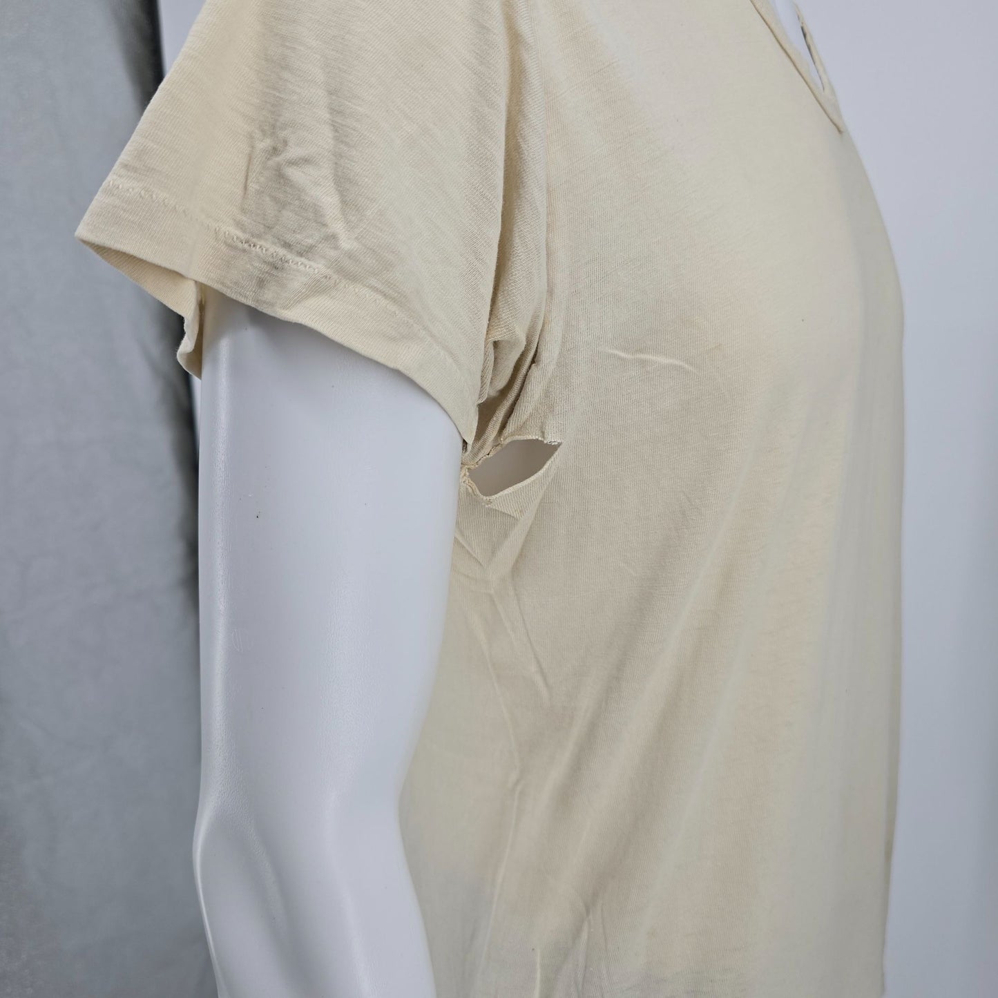 Distressed Vintage 1960s Fruit of the Loom Blank V-Neck Undershirt/T-Shirt (M/L)