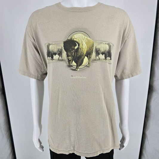 Vintage 2000s Anvil Silkmasters South Dakota Bison Wildlife T-Shirt (2XL)