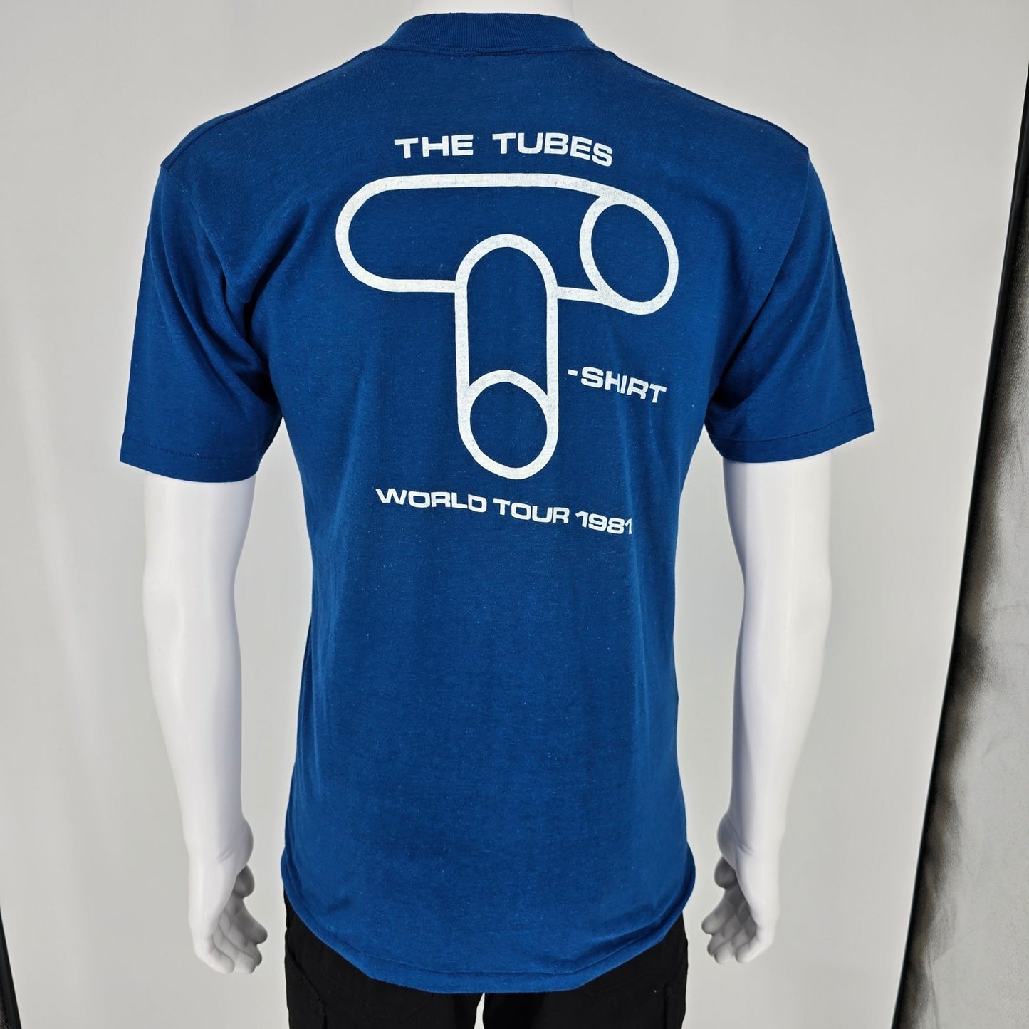 Vintage 1980s Sportswear The Tubes World Tour 1981 Blue Concert T-Shirt (M)