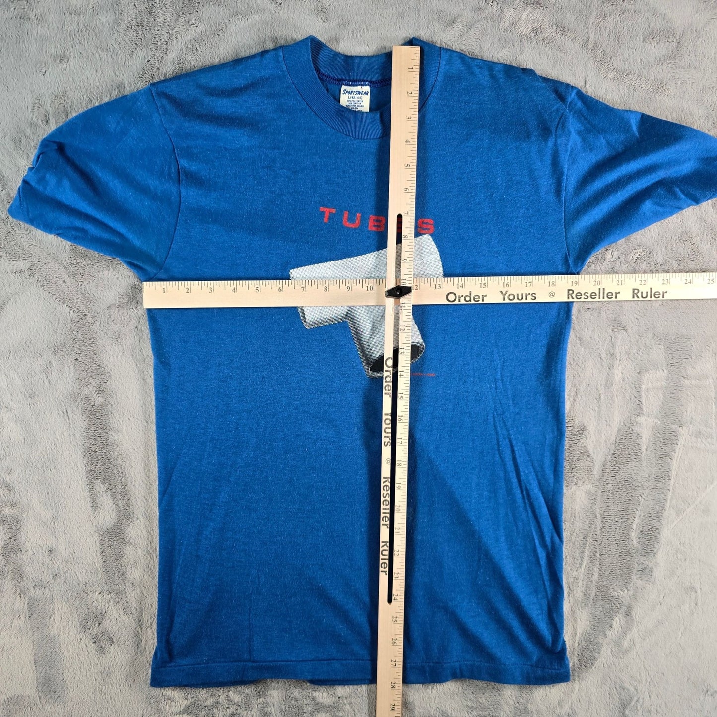 Vintage 1980s Sportswear The Tubes World Tour 1981 Blue Concert T-Shirt (M)