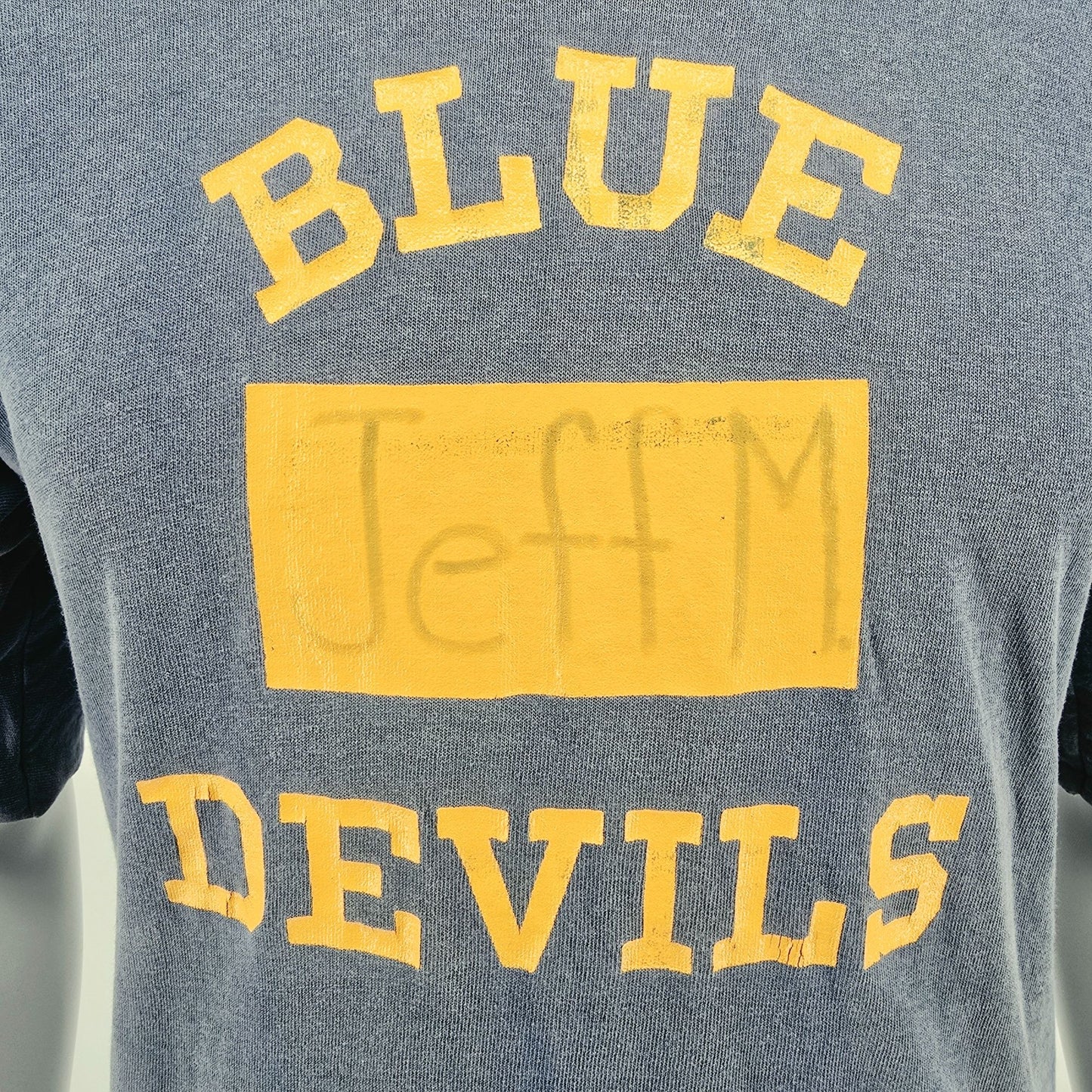 Distressed Vintage 1960s Blue Devils Jeff M Reversible Gym/P.E. T-Shirt (M)
