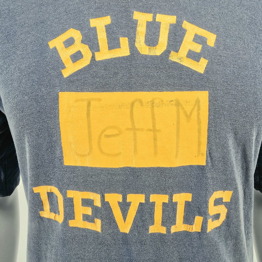 Distressed Vintage 1960s Blue Devils Jeff M Reversible Gym/P.E. T-Shirt (M)
