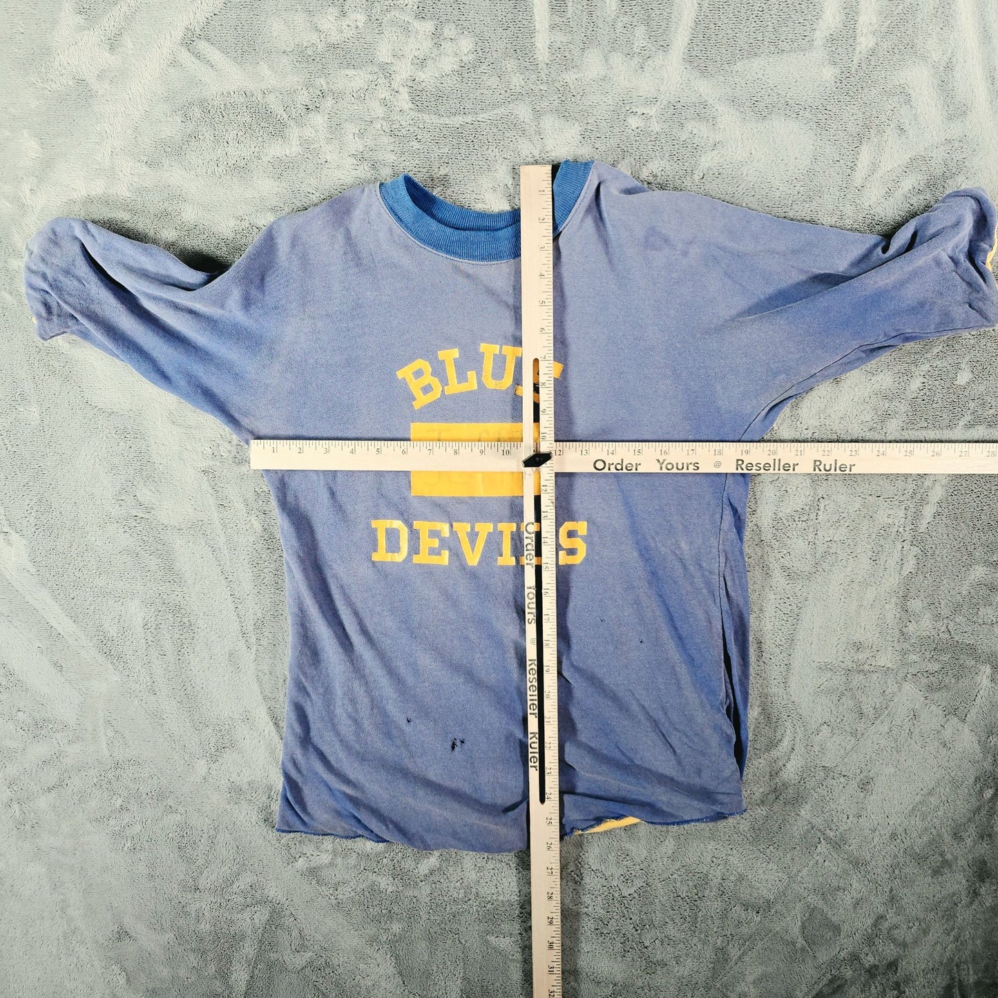 Distressed Vintage 1960s Blue Devils Jeff M Reversible Gym/P.E. T-Shirt (M)