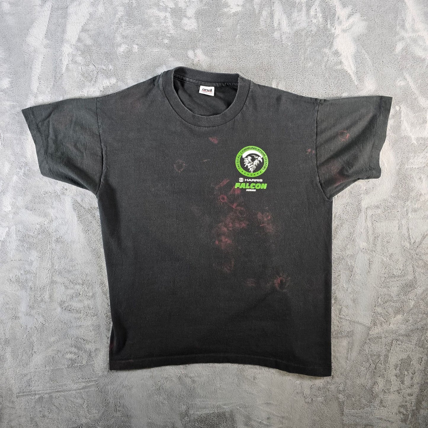 Distressted Vintage 1990s Harris Tactical Falcon Series AN/PRC-138 T-Shirt (L)