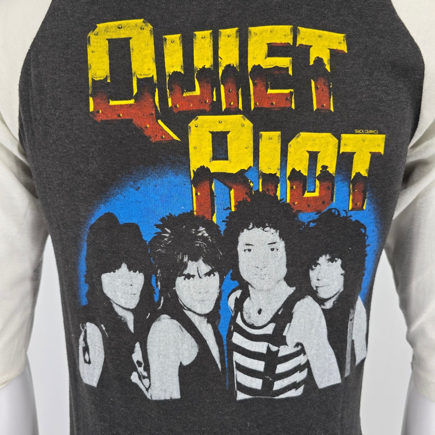 Vintage 1980s Quiet Riot Metal Health Tour Raglan Jersey Concert T-Shirt (S)