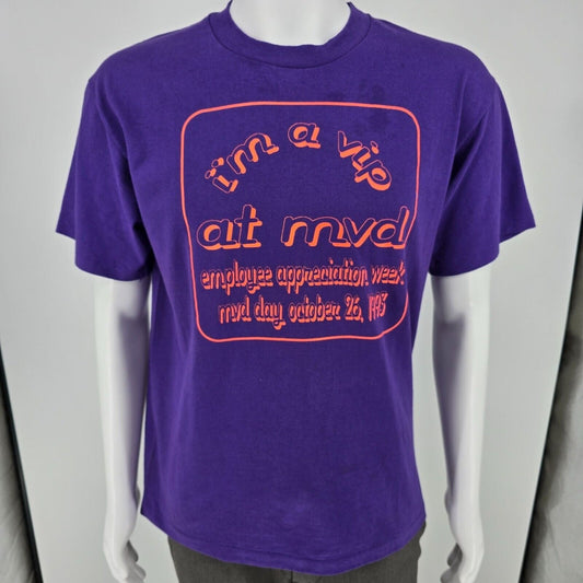 Vintage Single Stitch 1993 MVD Employee Appreciation Week Graphic T-Shirt (M)