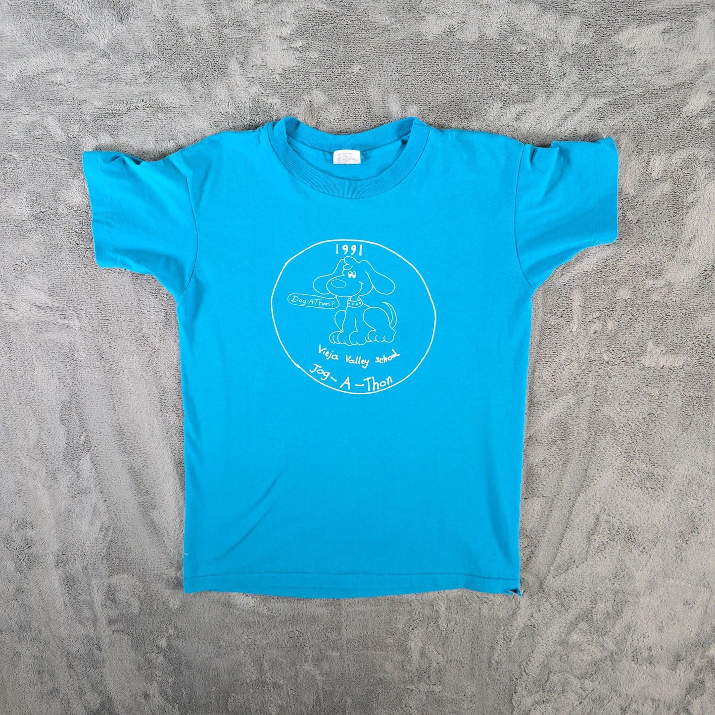 Vintage 1991 Vieja Valley School Jog-A-Thon Santa Barbara CA T-Shirt (Youth L)
