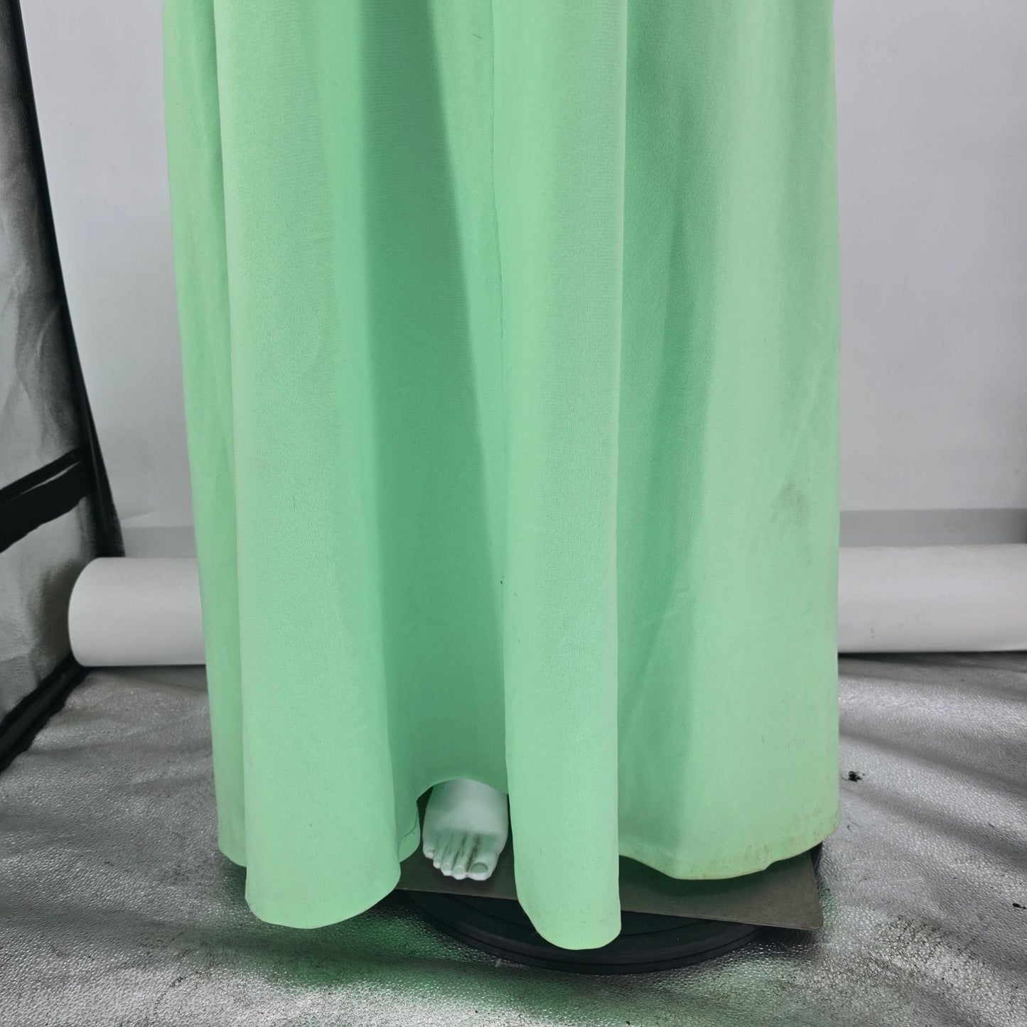 Vintage 1970s Montgomery Ward Seafoam Green Maxi Dress Evening Gown (L)