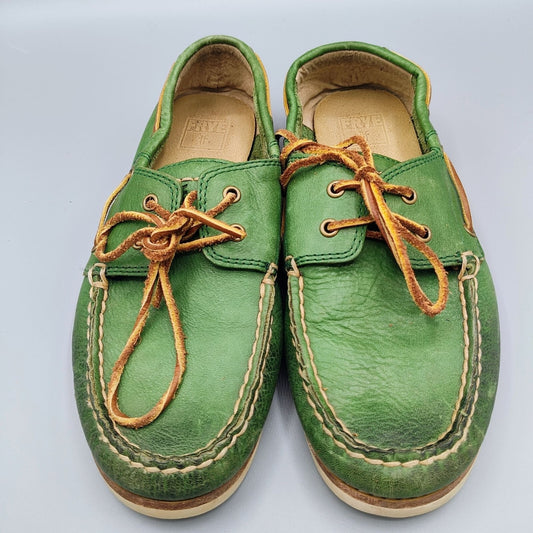 Frye "Sully" Boys Vibrant Green and Brown Leather Boat Shoes -90400 (Size 3)