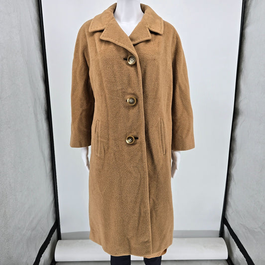 Vintage 1960s USA Union Made Tan/Camel Bouclé Wool Single-breasted Coat (L)