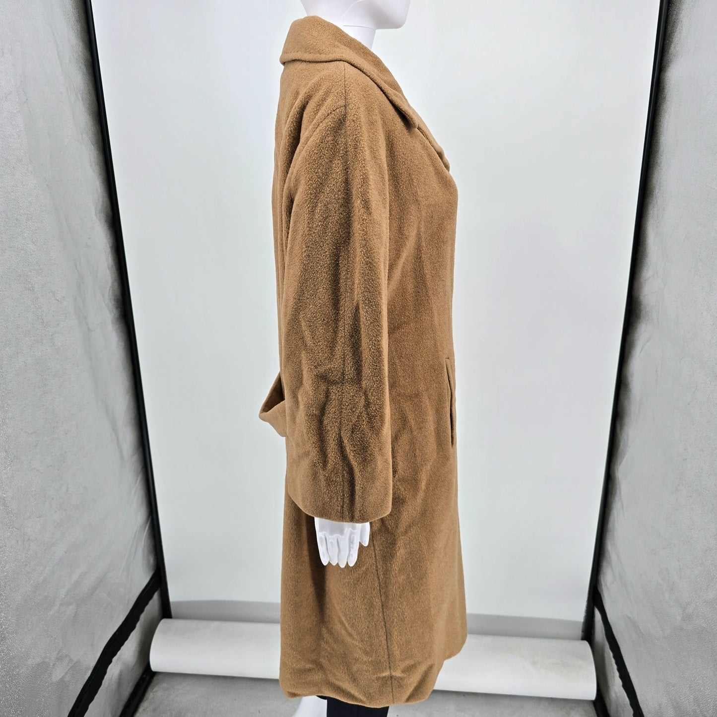 Vintage 1960s USA Union Made Tan/Camel Bouclé Wool Single-breasted Coat (L)