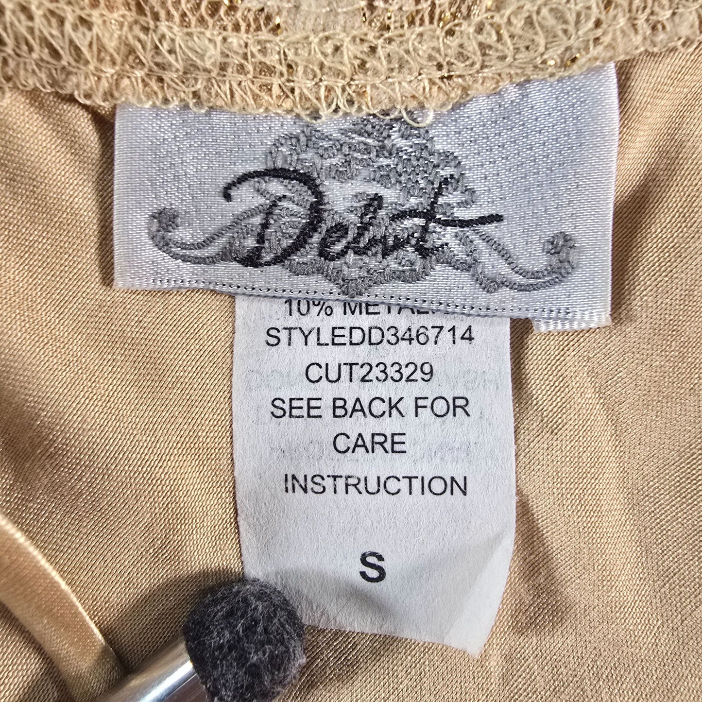 Vintage 1990s Debut Gold Metallic Lace Overlay Satin Slip Maxi Dress (S) *Flaws
