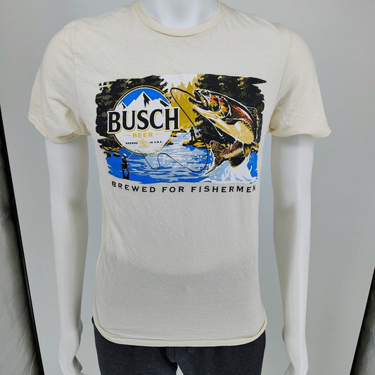Brew City Busch Light Brewed for Fisherman Trout Fishing Label T-shirt (S) *FLAW