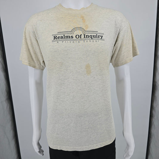 Distressed Vintage 1990s Realms of Inquiry School Taylorsville Utah T-Shirt (L)