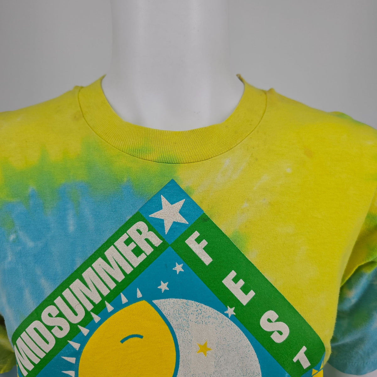 Vintage 1990s Tie-Dye Midsummer Fest Summer Celebration Sun/Moon T-Shirt (L/XL)