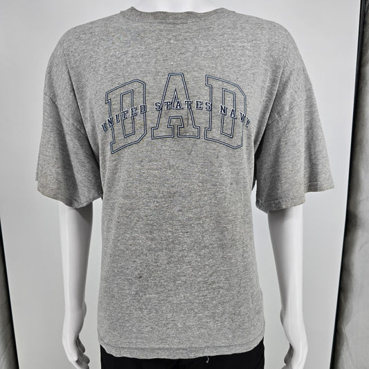 Vintage Y2K Soffe "United States Navy Dad" Heather Gray T-Shirt (2XL/3XL)