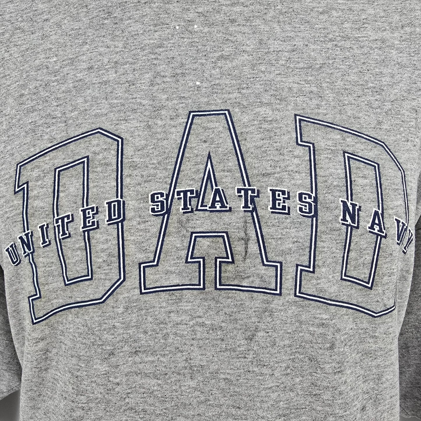Vintage Y2K Soffe "United States Navy Dad" Heather Gray T-Shirt (2XL/3XL)