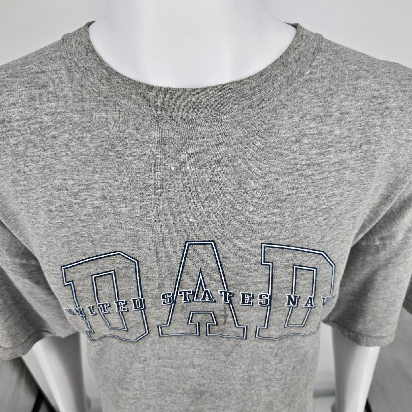 Vintage Y2K Soffe "United States Navy Dad" Heather Gray T-Shirt (2XL/3XL)