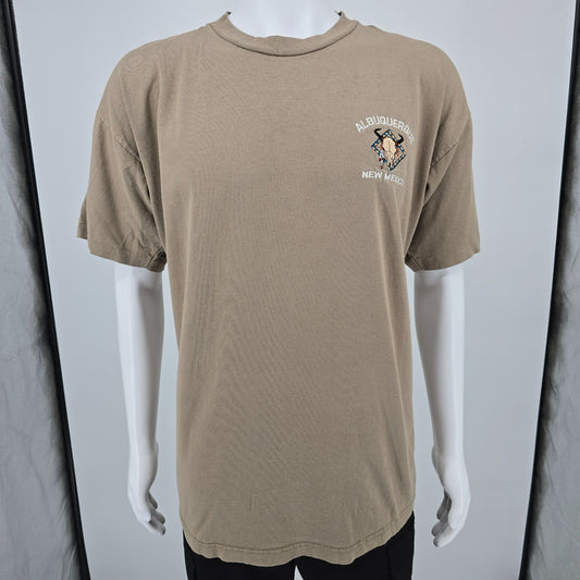 Vintage 1990s Albuquerque New Mexico Embroidered Cow Skull Logo T-Shirt (XL)