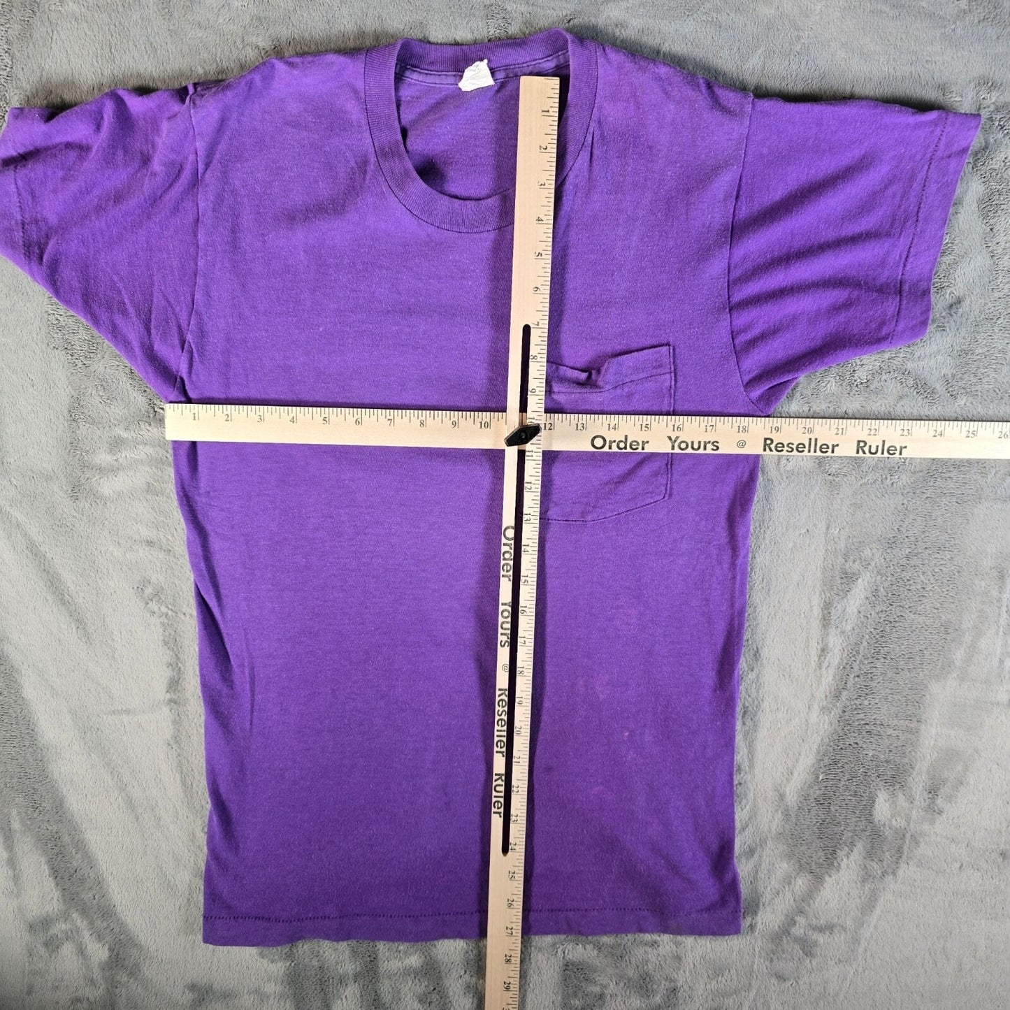 Distressed Vintage 1980s BVD Blank Faded Purple Selvedge Pocket T-Shirt (S/M)