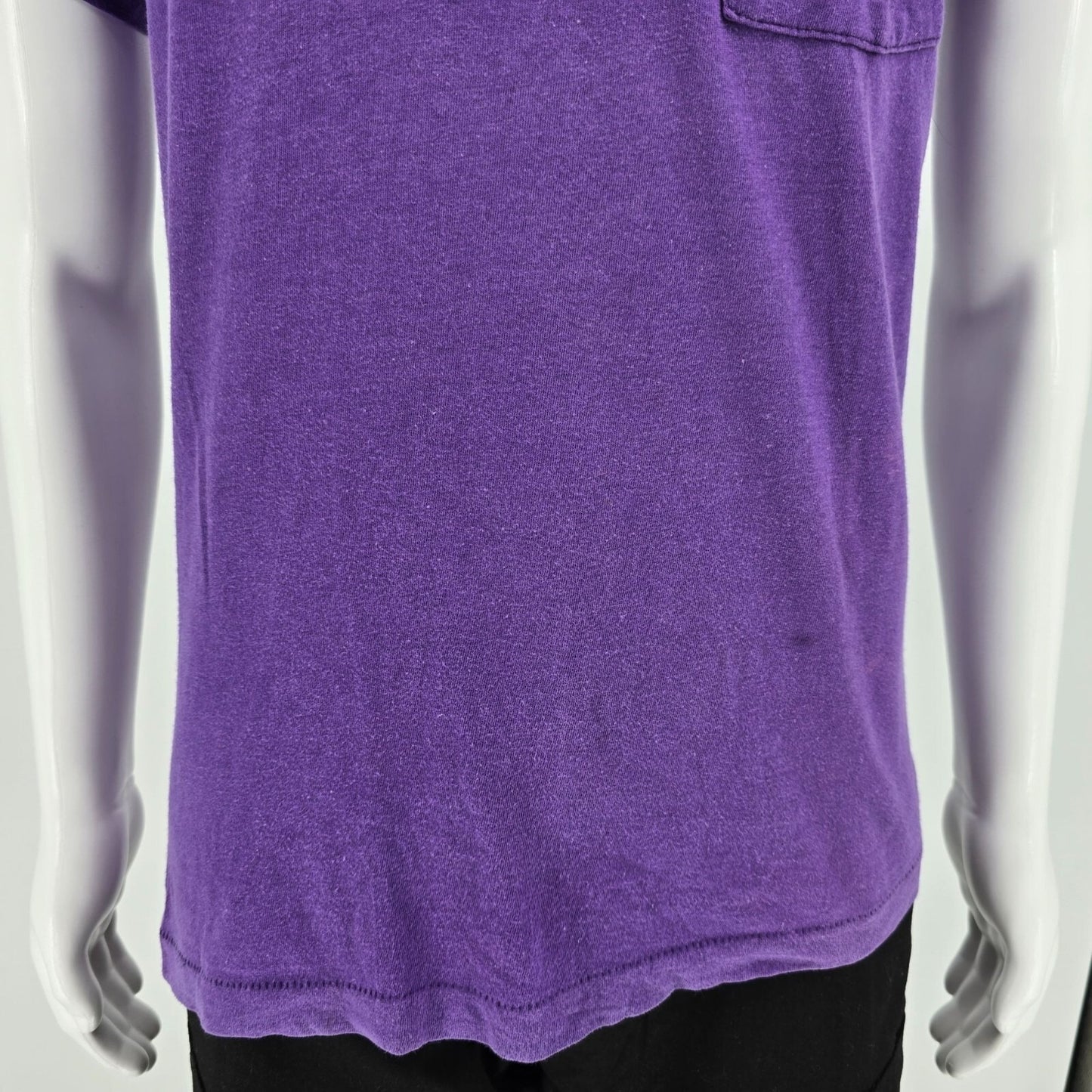Distressed Vintage 1980s BVD Blank Faded Purple Selvedge Pocket T-Shirt (S/M)