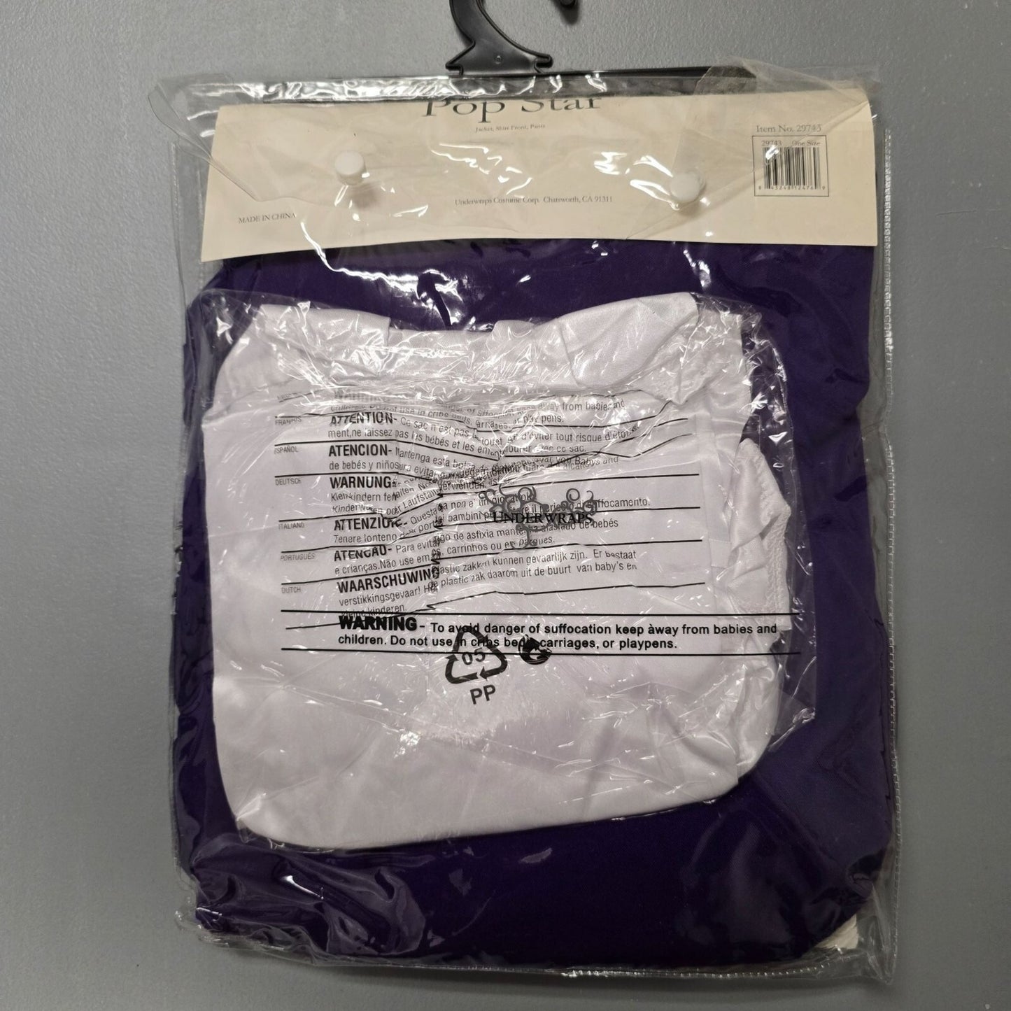 NWOT Underwraps Adult Purple Pop Star Halloween Costume (One Size)