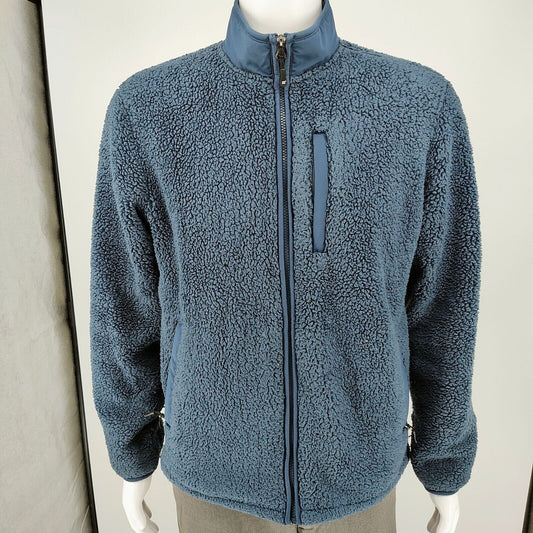 Mens 32 Degrees Heat Full-Zip Blue Polyester Sherpa Fleece Jacket (Small)