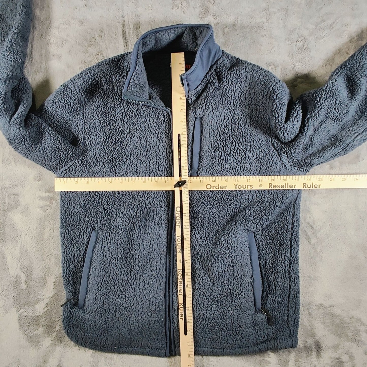 Mens 32 Degrees Heat Full-Zip Blue Polyester Sherpa Fleece Jacket (Small)