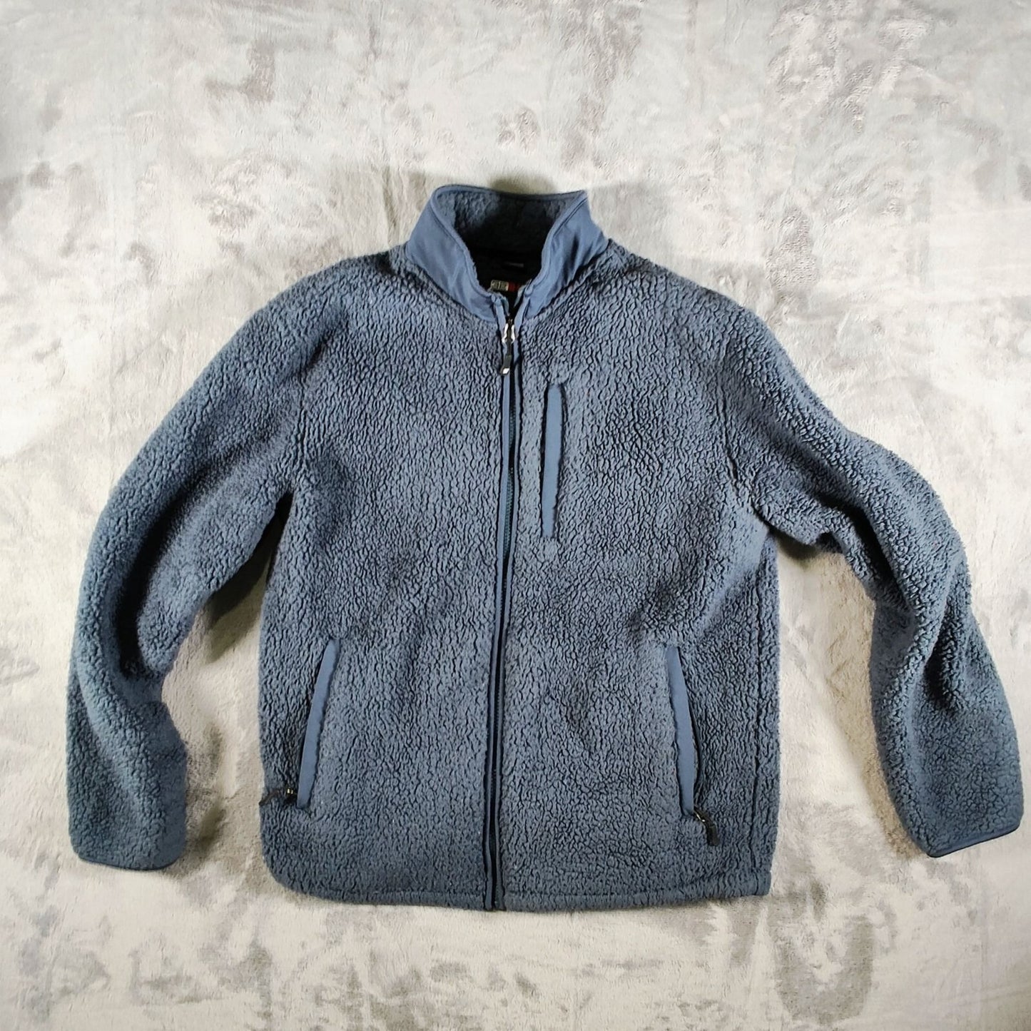 Mens 32 Degrees Heat Full-Zip Blue Polyester Sherpa Fleece Jacket (Small)