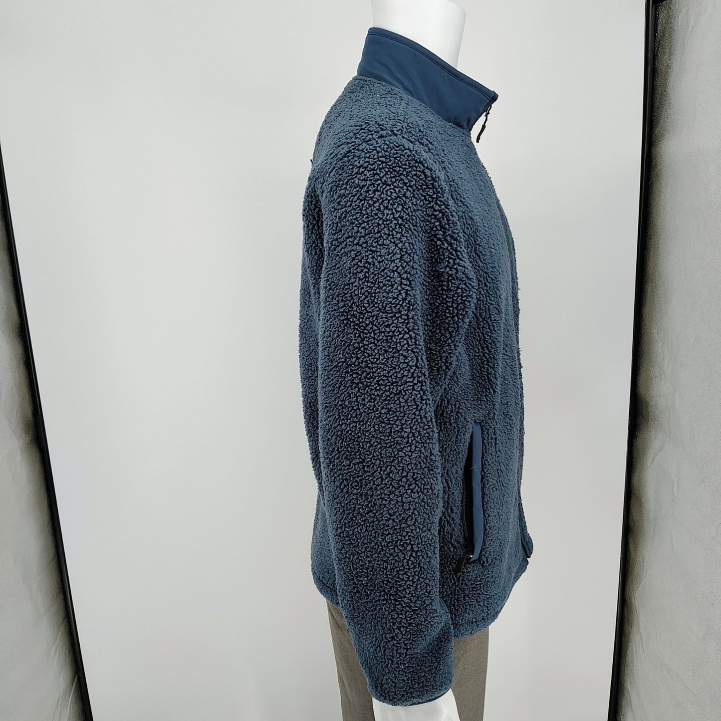 Mens 32 Degrees Heat Full-Zip Blue Polyester Sherpa Fleece Jacket (Small)