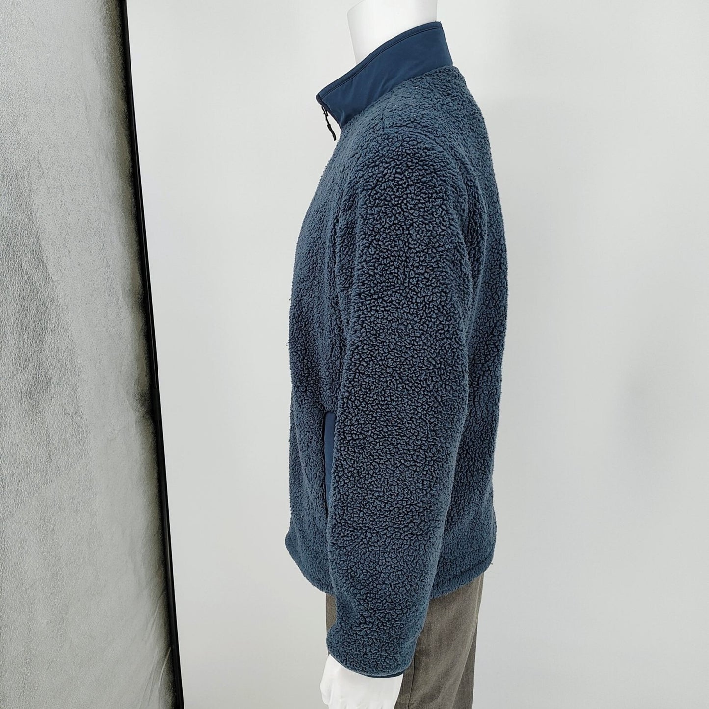 Mens 32 Degrees Heat Full-Zip Blue Polyester Sherpa Fleece Jacket (Small)