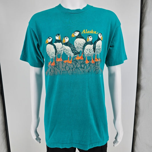 Vintage 1993 G.P. North Alaska Puffins Made in USA Single Stitch T-Shirt (L)