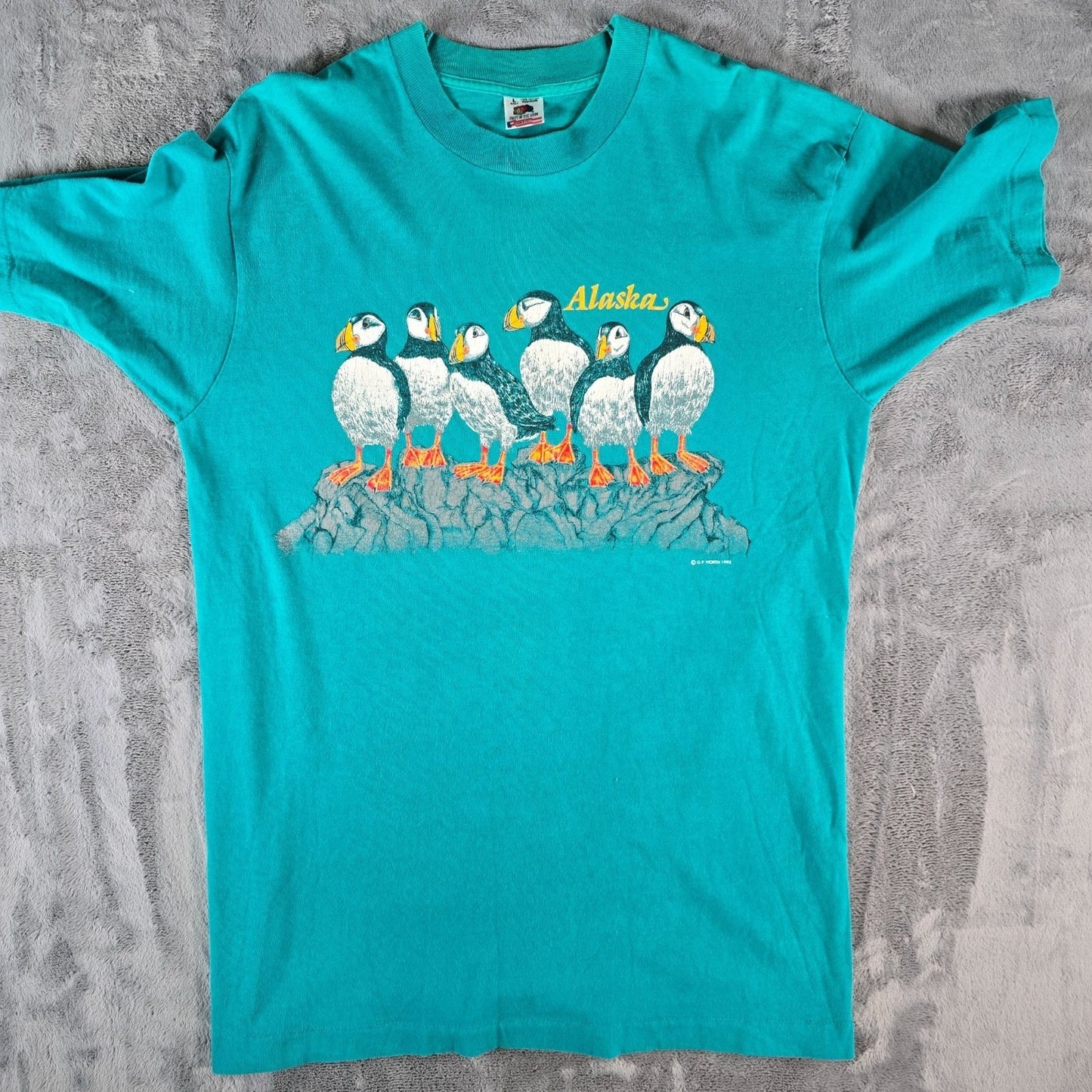 Vintage 1993 G.P. North Alaska Puffins Made in USA Single Stitch T-Shirt (L)