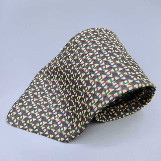 Vintage Blair Made in USA Italian Fabric Geometric Pattern 100% Silk Necktie