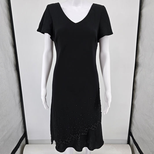 Vintage Y2K S.L. Fashions Made in USA Black Scalloped Hem Cocktail Dress (8/M)