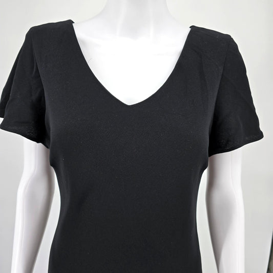 Vintage Y2K S.L. Fashions Made in USA Black Scalloped Hem Cocktail Dress (8/M)